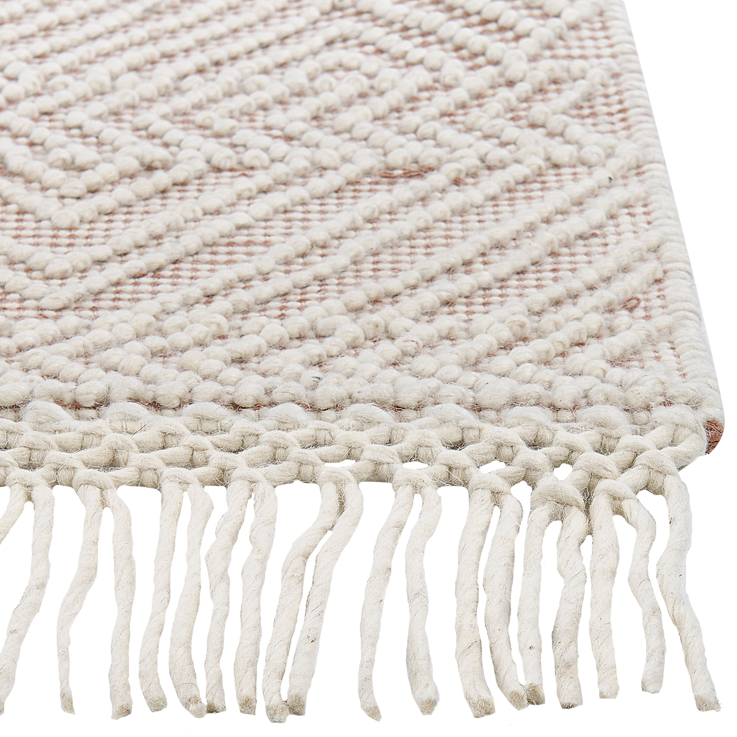 Teppich Wolle beige / braun 160 x 230 cm geometrisches Muster KESTEL