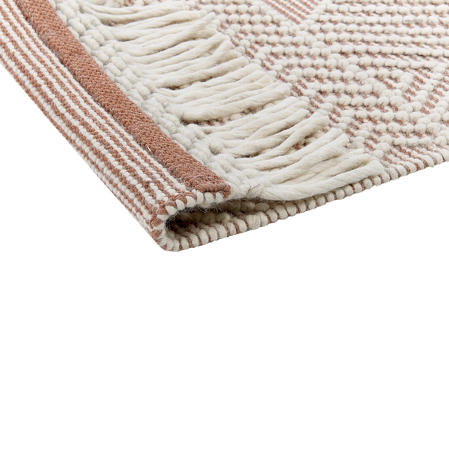 Teppich Wolle beige / braun 160 x 230 cm geometrisches Muster KESTEL