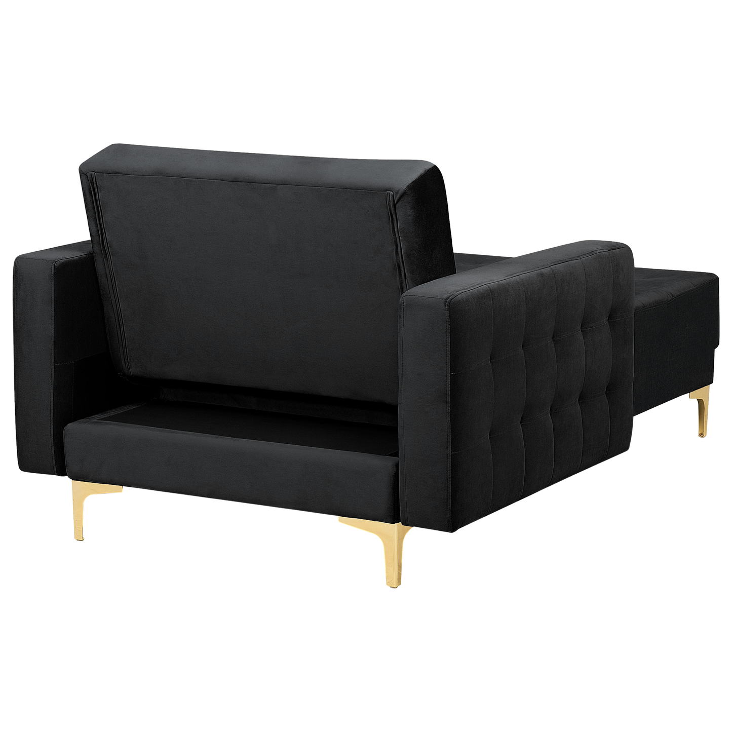 Chaiselongue Samtstoff schwarz / gold ABERDEEN
