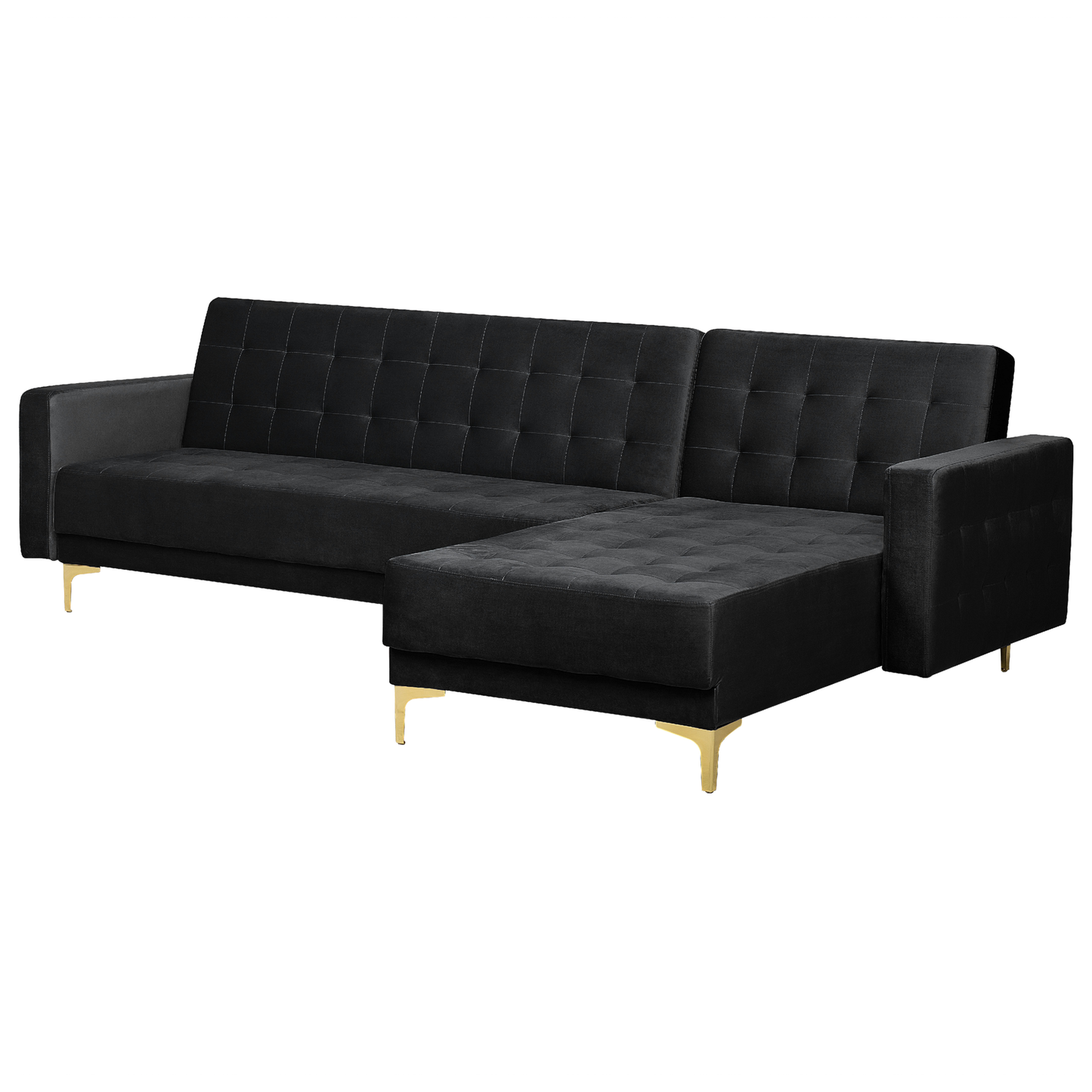 Ecksofa linksseitig Samtstoff schwarz Schlaffunktion ABERDEEN