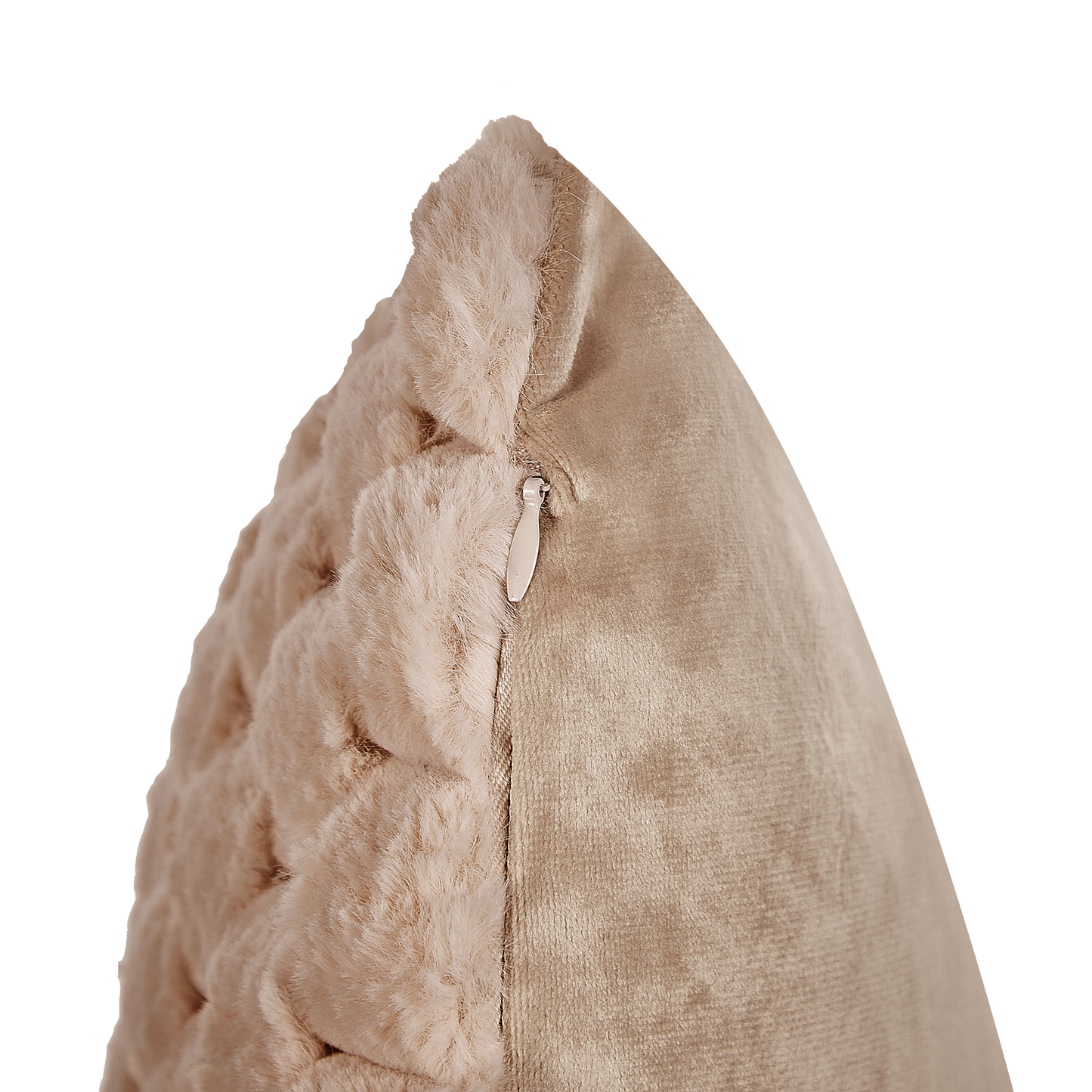 Dekokissen 2er Set PURSLANE Webpelz 43 x 43 cm Sandbeige Geometrisches Muster