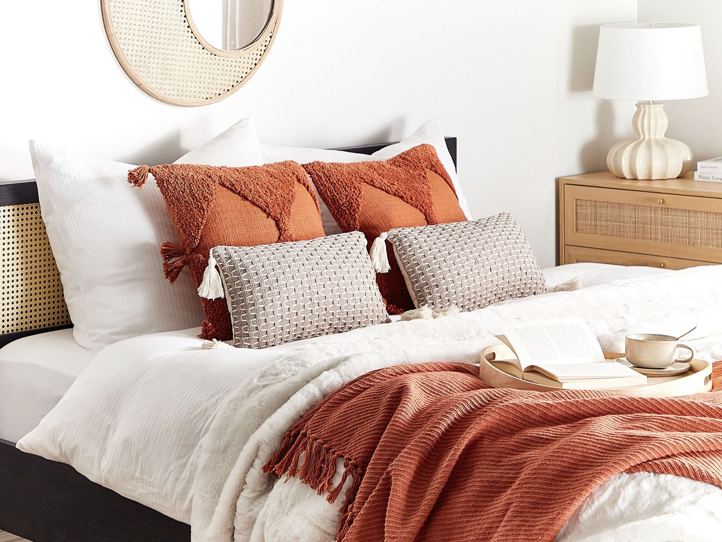 Dekokissen 2er Set HAKONE 45 x 25 cm Taupe Geometrisches Muster