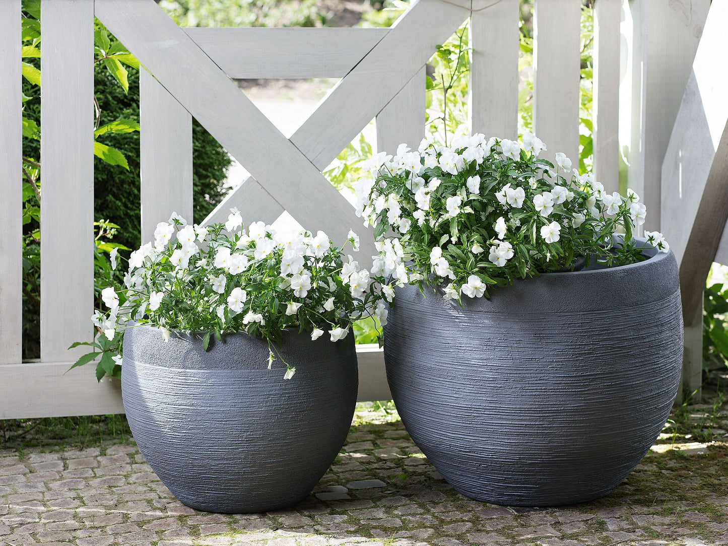 Blumenkübel ZAKROS Keramik 50 cm Grau