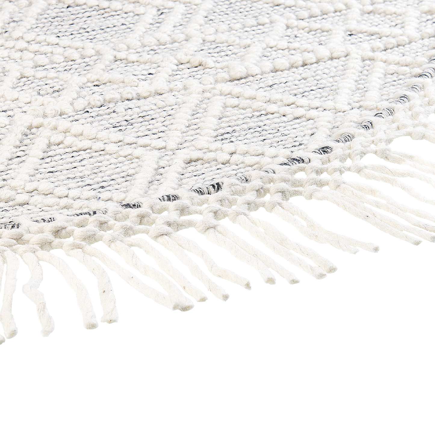 Teppich Wolle grau / cremeweiss ⌀ 140 cm Fransen Kurzflor BULDAN