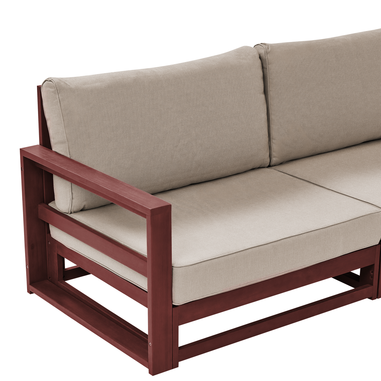 Lounge Set mit Tisch 5-Sitzer TIMOR modular Akazienholz Dunkelrot
