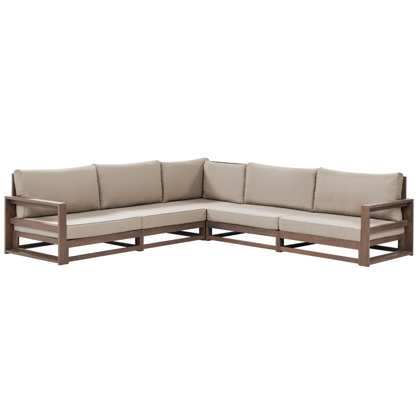 Lounge Set Akazienholz dunkelbraun 5-Sitzer modular Auflagen taupe TIMOR II