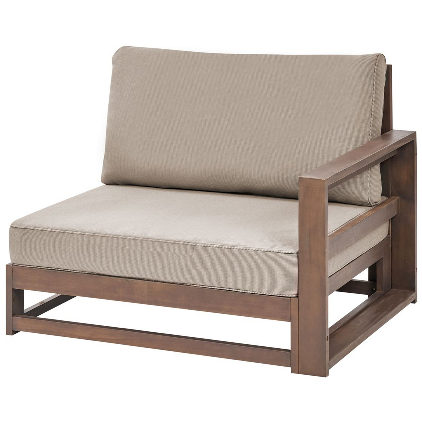 Lounge Set Akazienholz dunkelbraun 4-Sitzer rechtsseitig modular Auflagen taupe TIMOR II