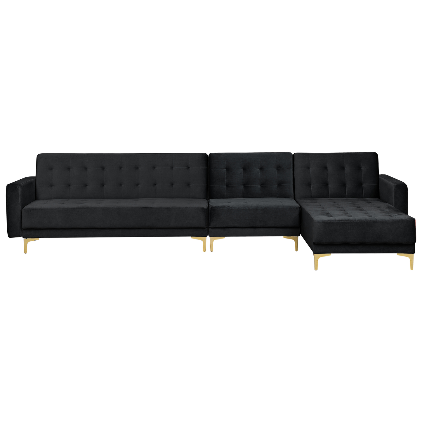 Modulsofa Samtstoff Schlaffunktion schwarz linksseitig Ottomane ABERDEEN