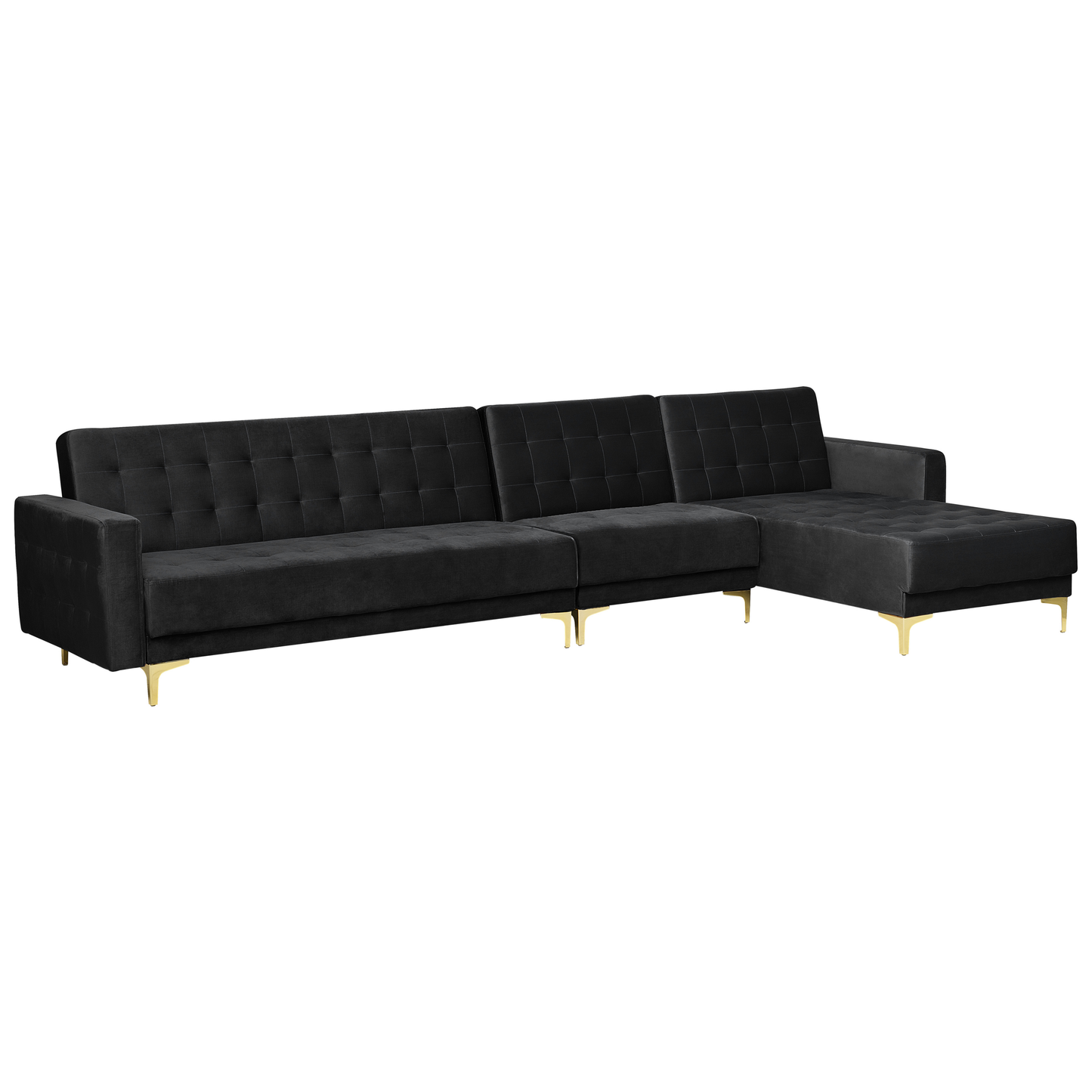 Modulsofa Samtstoff Schlaffunktion schwarz linksseitig Ottomane ABERDEEN