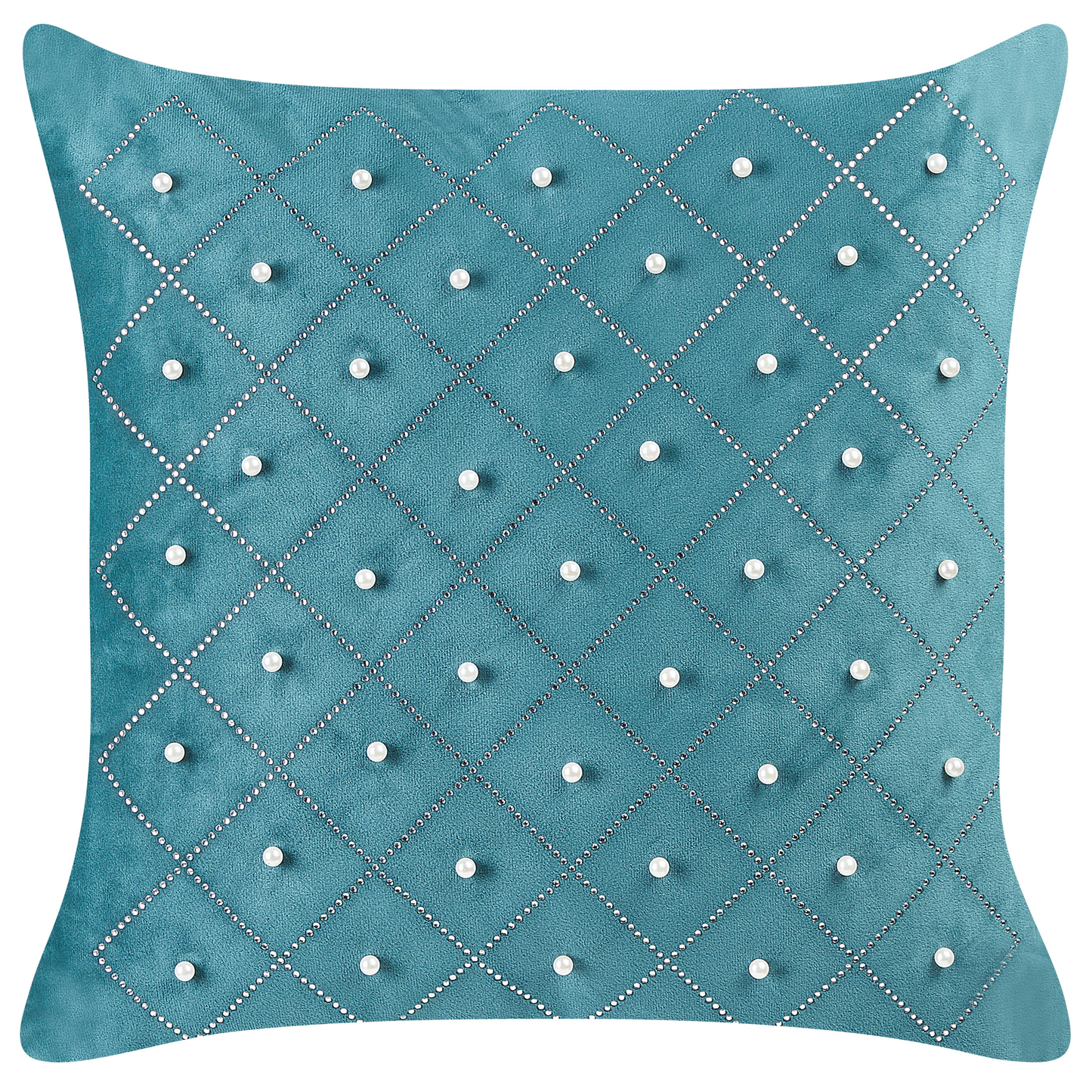 Dekokissen 2er Set YARROW Samtstoff 45 x 45 cm Blaugrün Geometrisches Muster