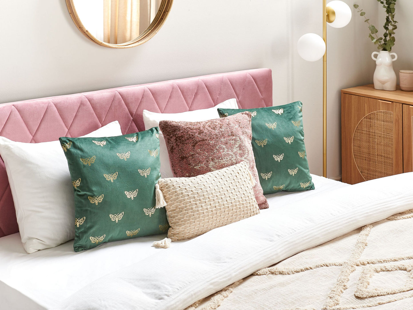 Dekokissen 2er Set YUZURI Samtstoff 45 x 45 cm Smaragdgrün Tiermuster