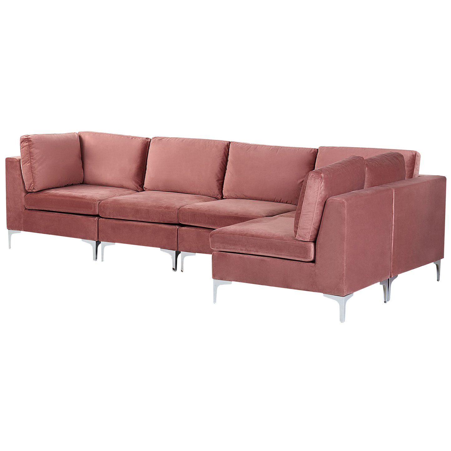 5-Sitzer Ecksofa Samtstoff rosa linksseitig EVJA