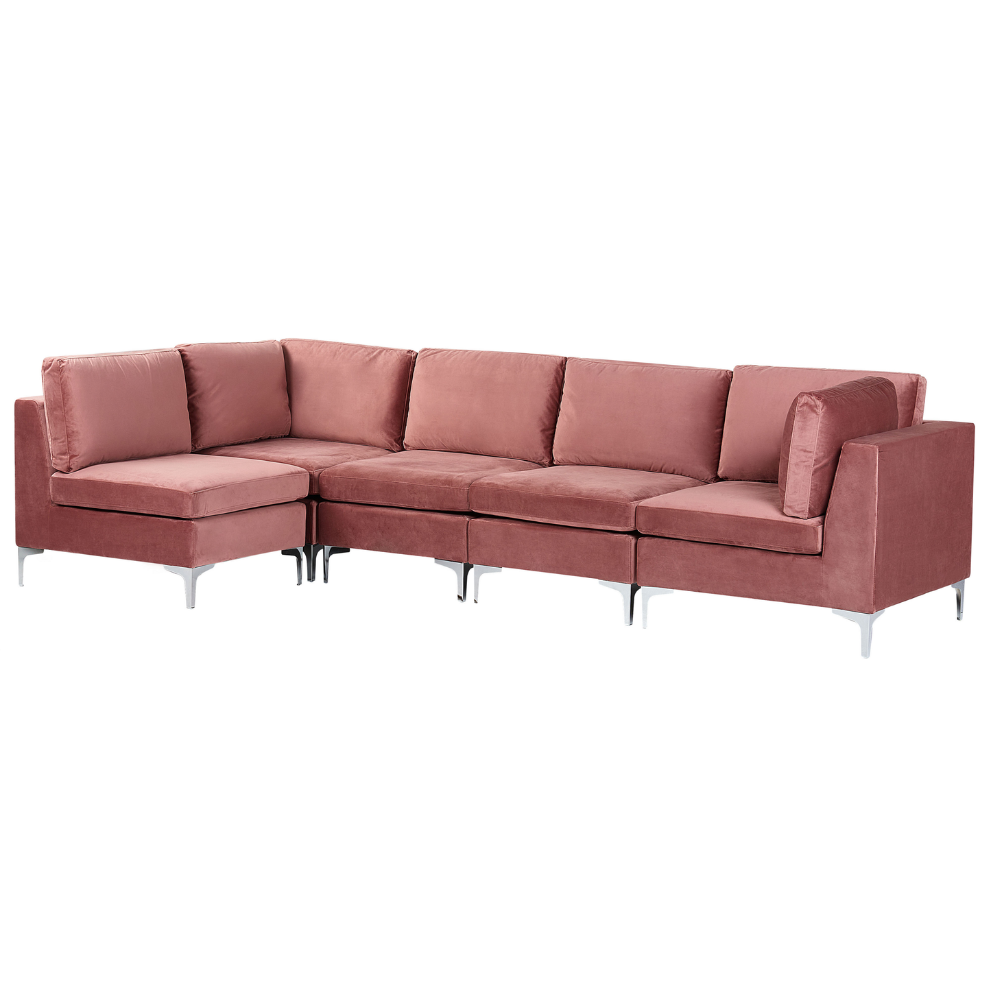 5-Sitzer Ecksofa Samtstoff rosa rechtsseitig EVJA