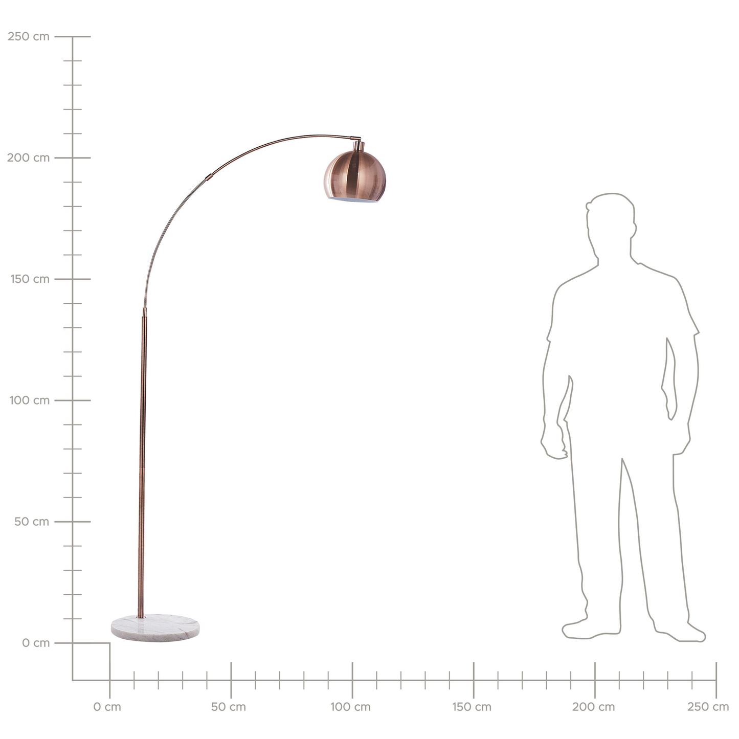 Stehlampe kupfer 210 cm rund PAROO