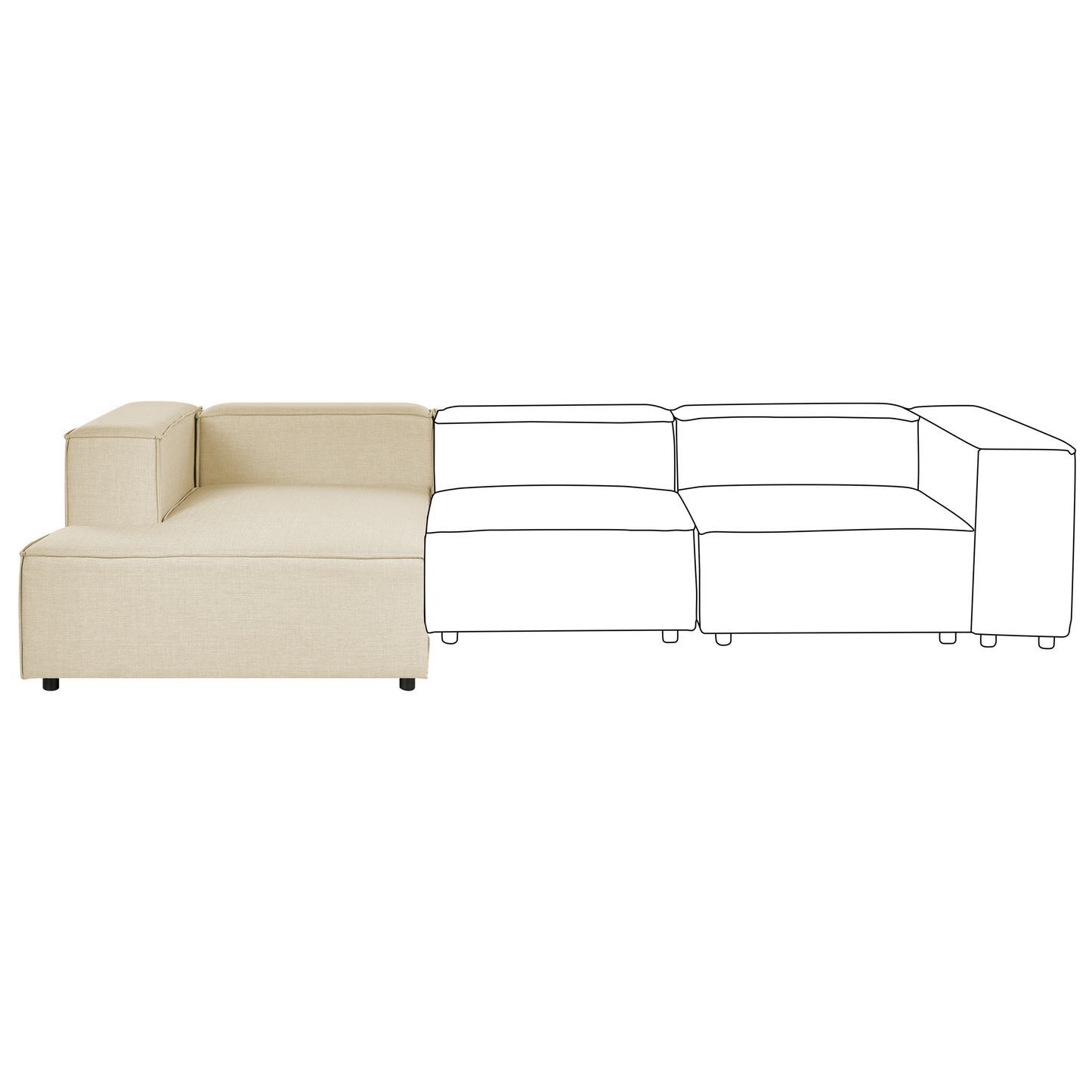 Chaiselongue Leinen beige rechtsseitig APRICA