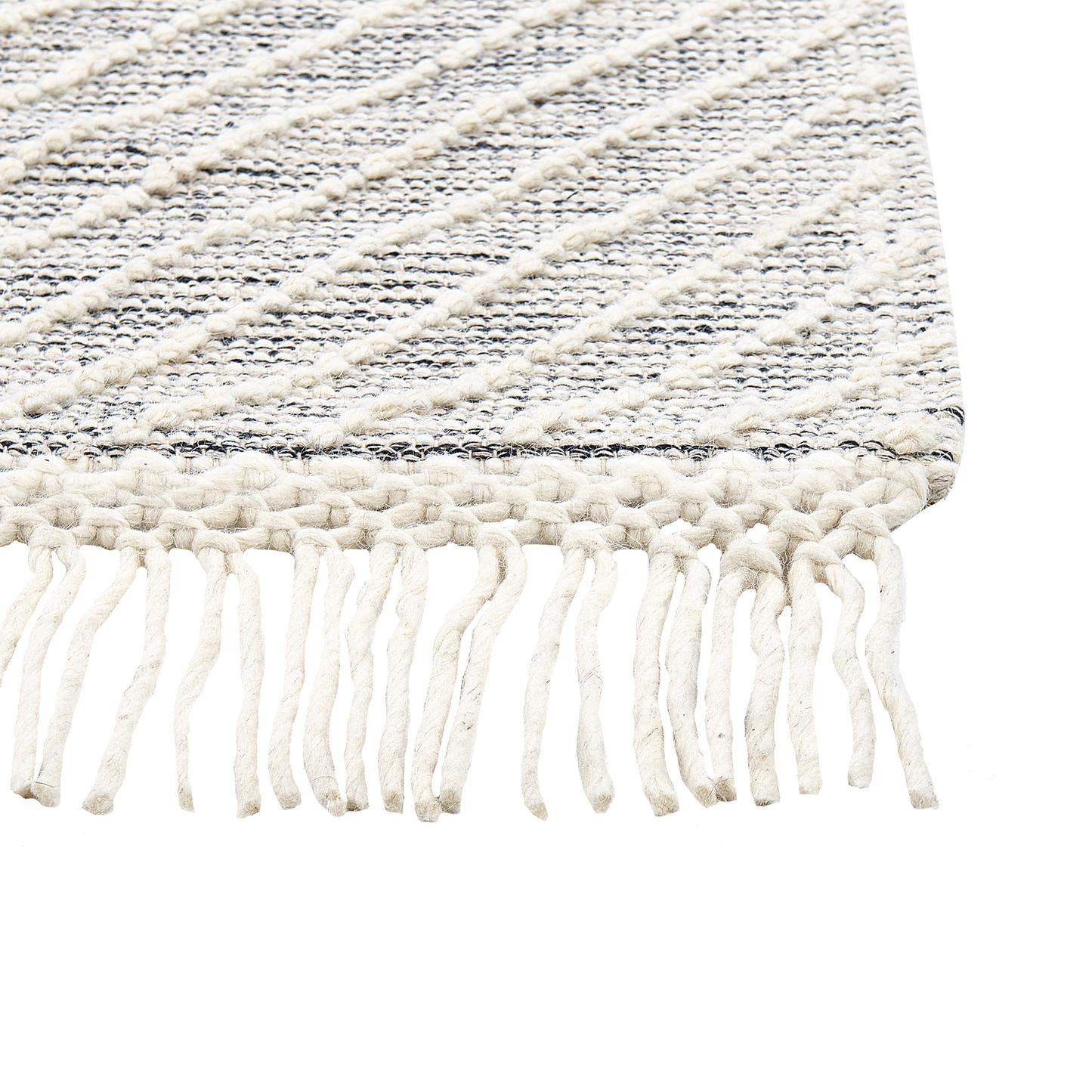 Teppich Wolle grau / weiss 160 x 230 cm geometrisches Muster Kurzflor SAVUR