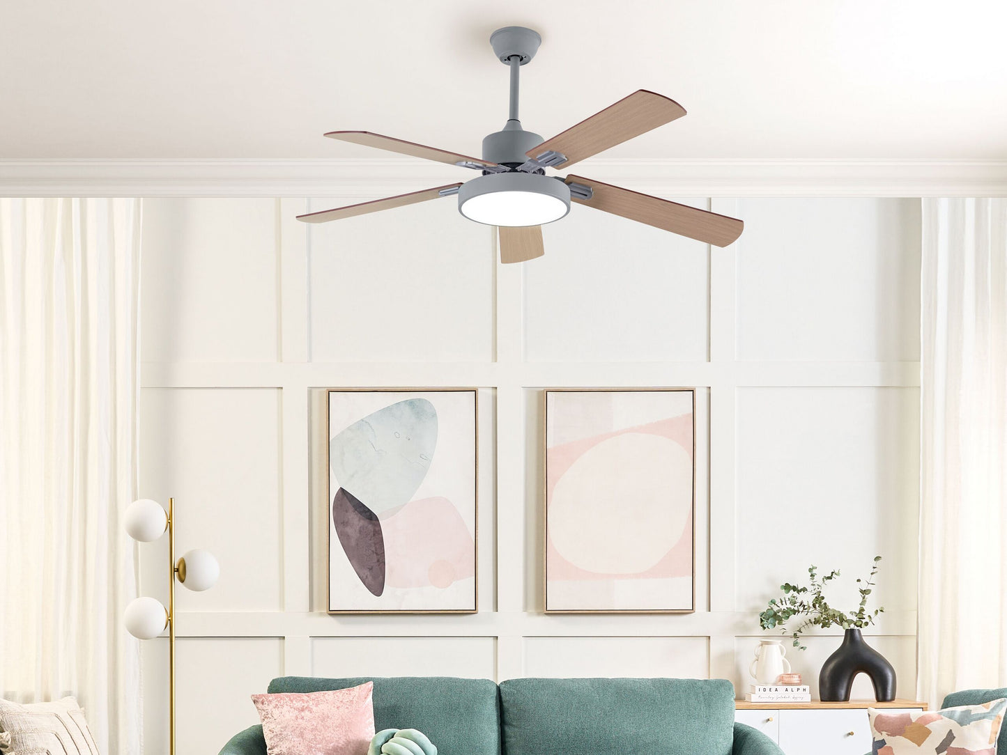 Deckenventilator mit Licht HOBBLE mit Fernbedienung Hellgrau