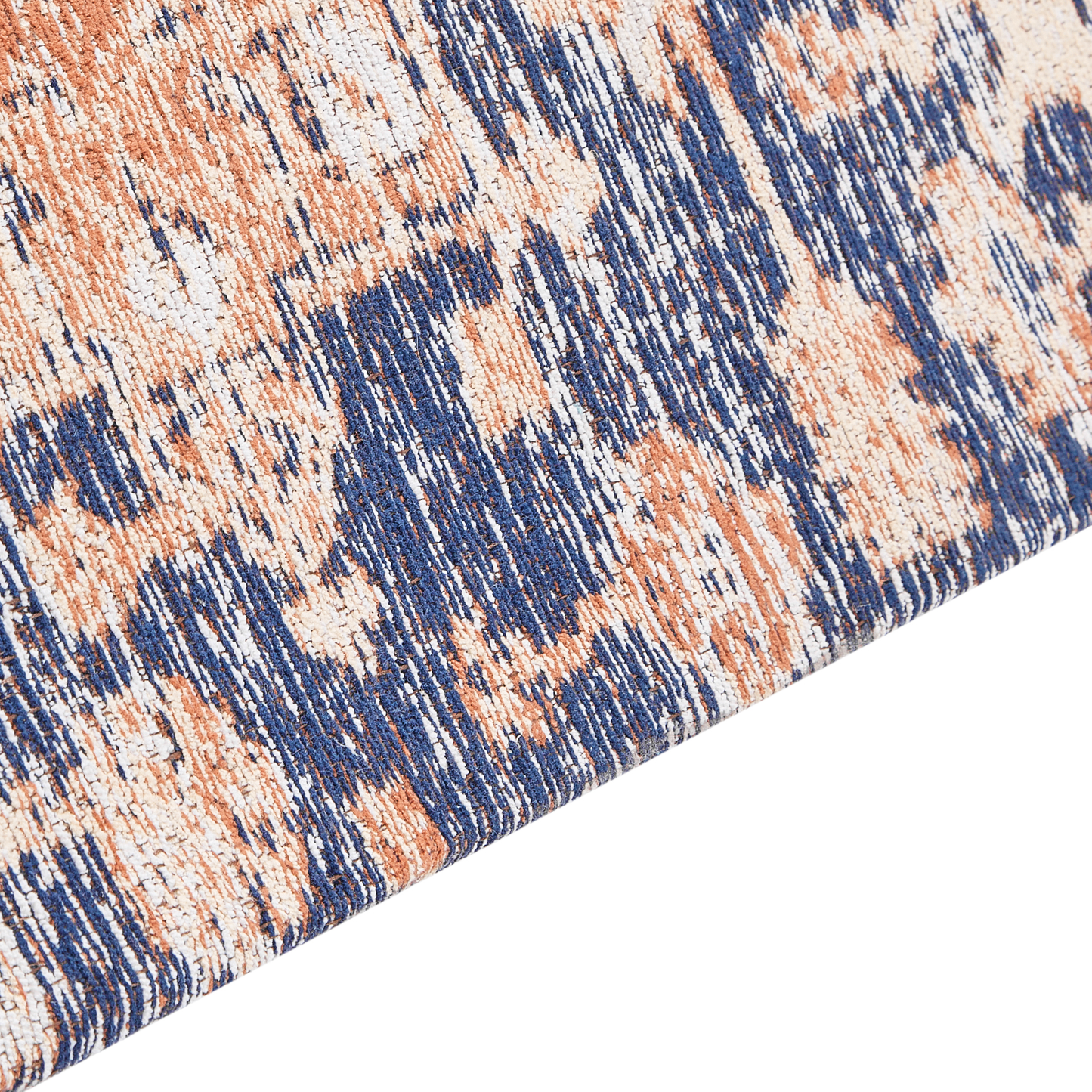 Teppich Baumwolle blau / rot 140 x 200 cm orientalisches Muster Kurzflor KURIN