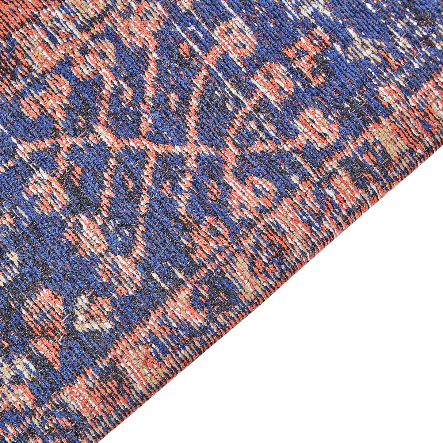 Teppich Baumwolle rot / blau 140 x 200 cm orientalisches Muster Kurzflor KURIN