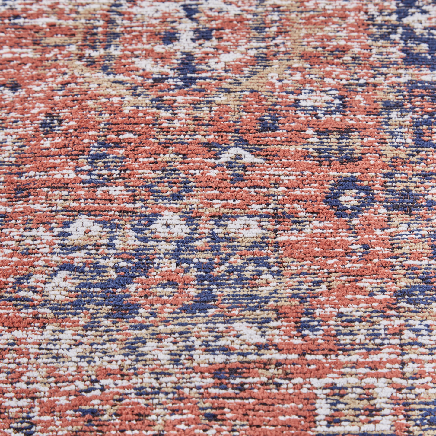 Teppich Baumwolle rot / blau 140 x 200 cm orientalisches Muster Kurzflor KURIN