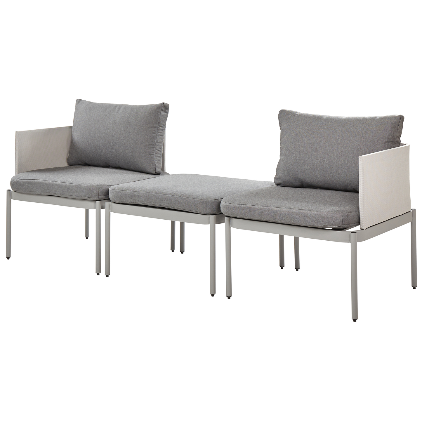 Lounge Set mit Tisch 2-Sitzer TERRACINA Metall Hellgrau
