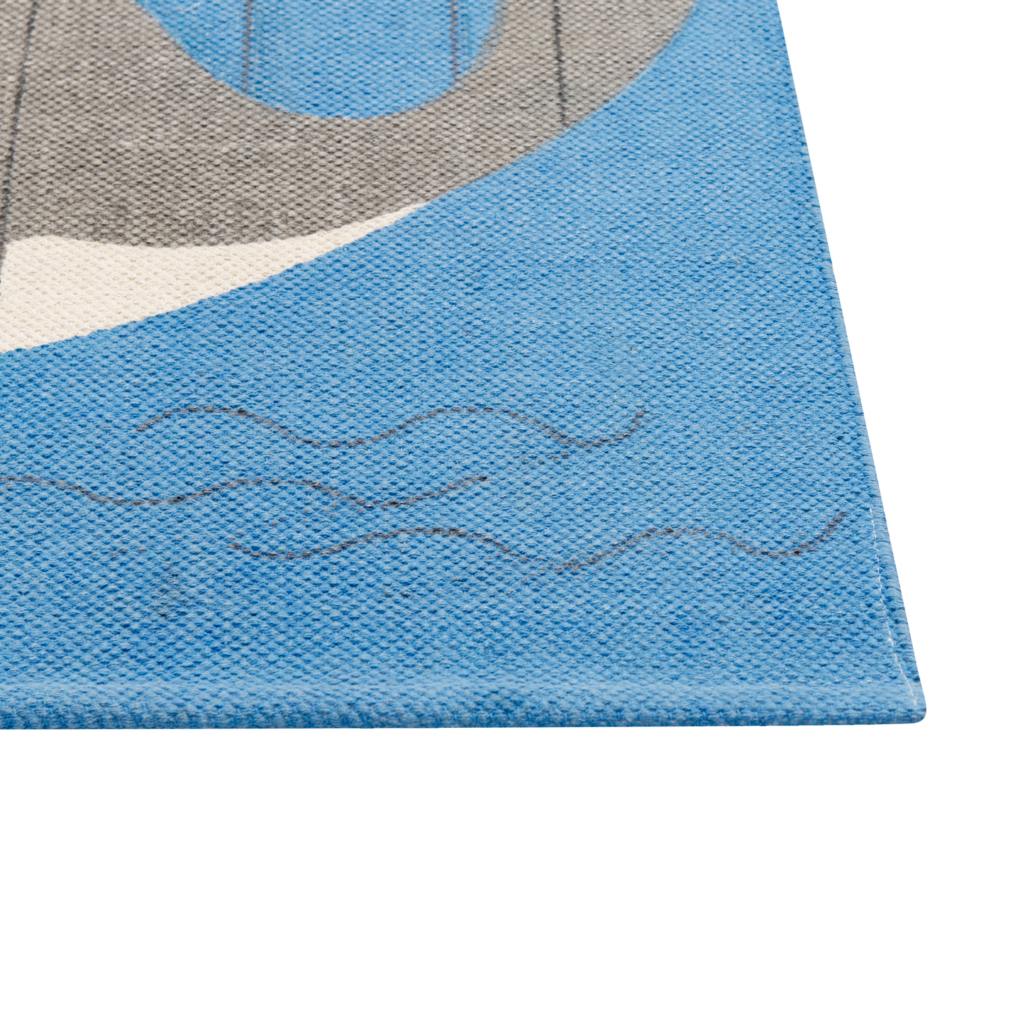 Kinderteppich Baumwolle blau 80 x 150 cm Wal-Motiv BALABANG