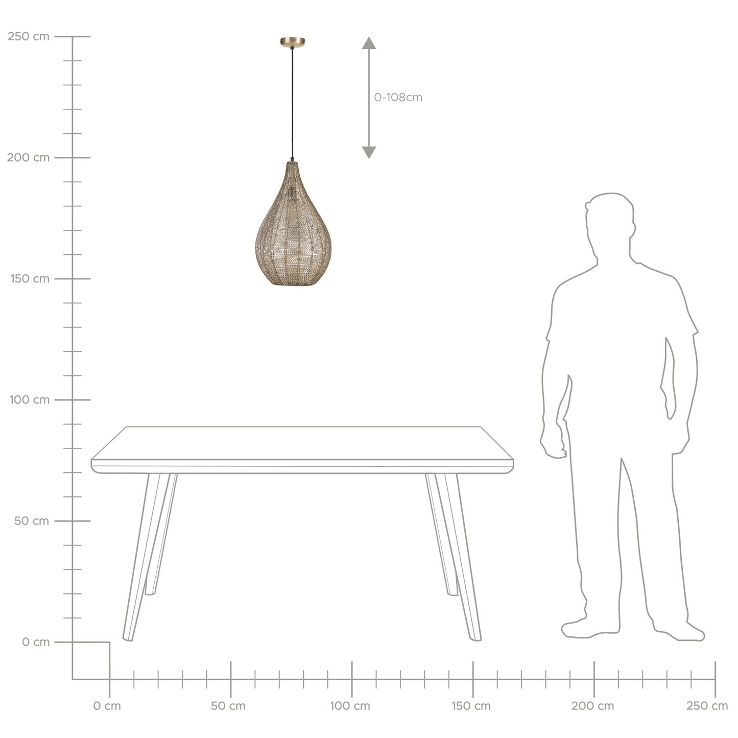 Hängelampe TISTA Metall Messing