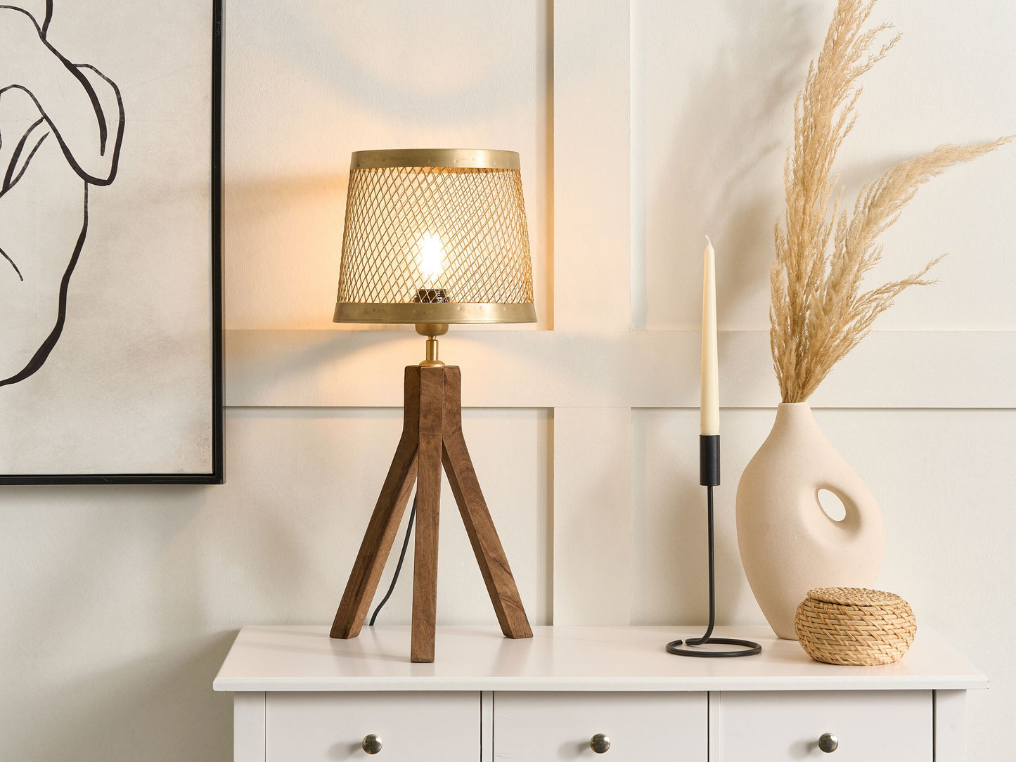 Tischleuchte BEKI Mango Holz Braun