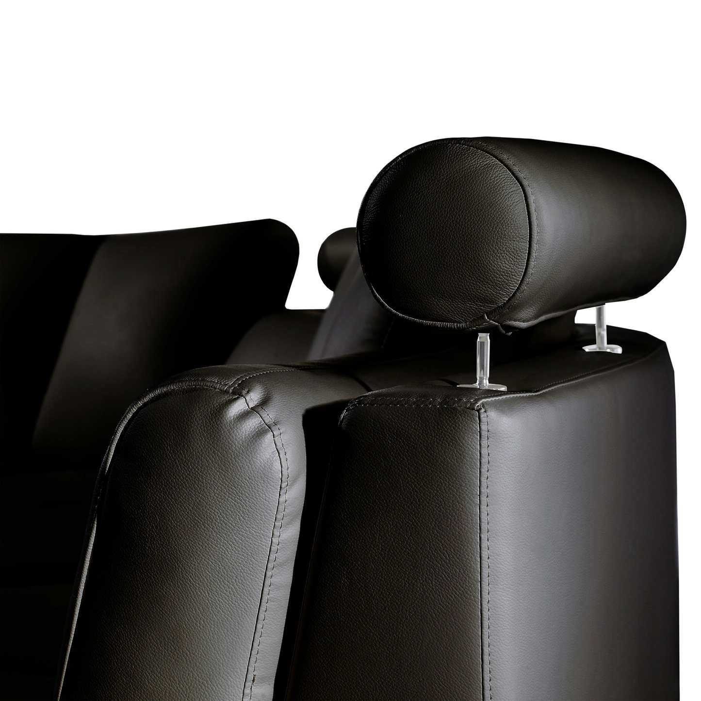 7-Sitzer Sofa Leder schwarz halbrund mit Ottomane ROTUNDE