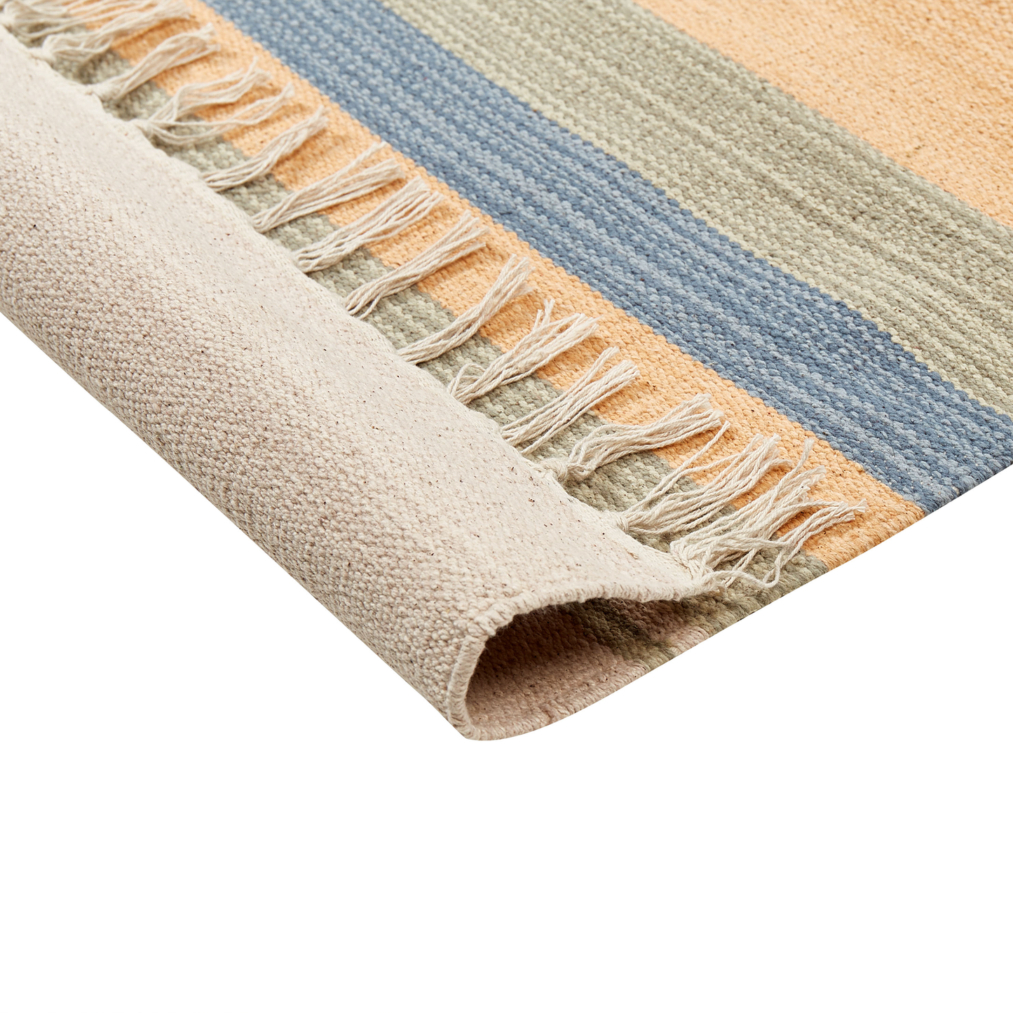 Kelim Teppich Baumwolle mehrfarbig 80 x 300 cm geometrisches Muster Kurzflor APARAN