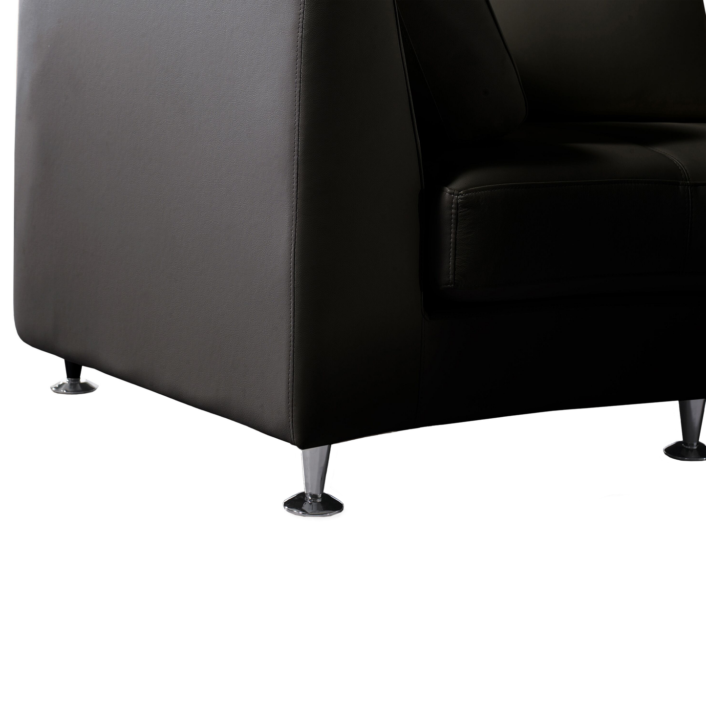 7-Sitzer Sofa Leder schwarz halbrund mit Ottomane ROTUNDE