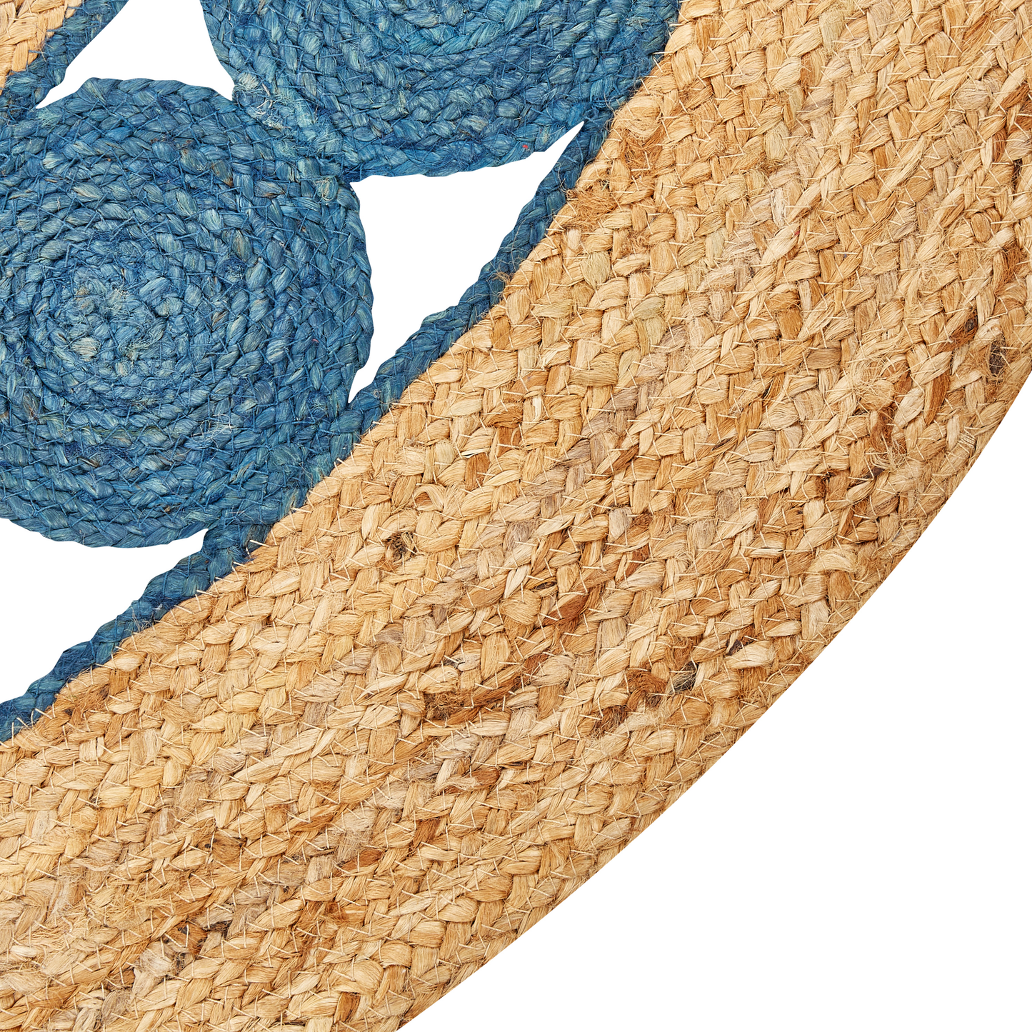 Teppich Jute blau / grün ⌀ 140 cm Kurzflor HOVIT