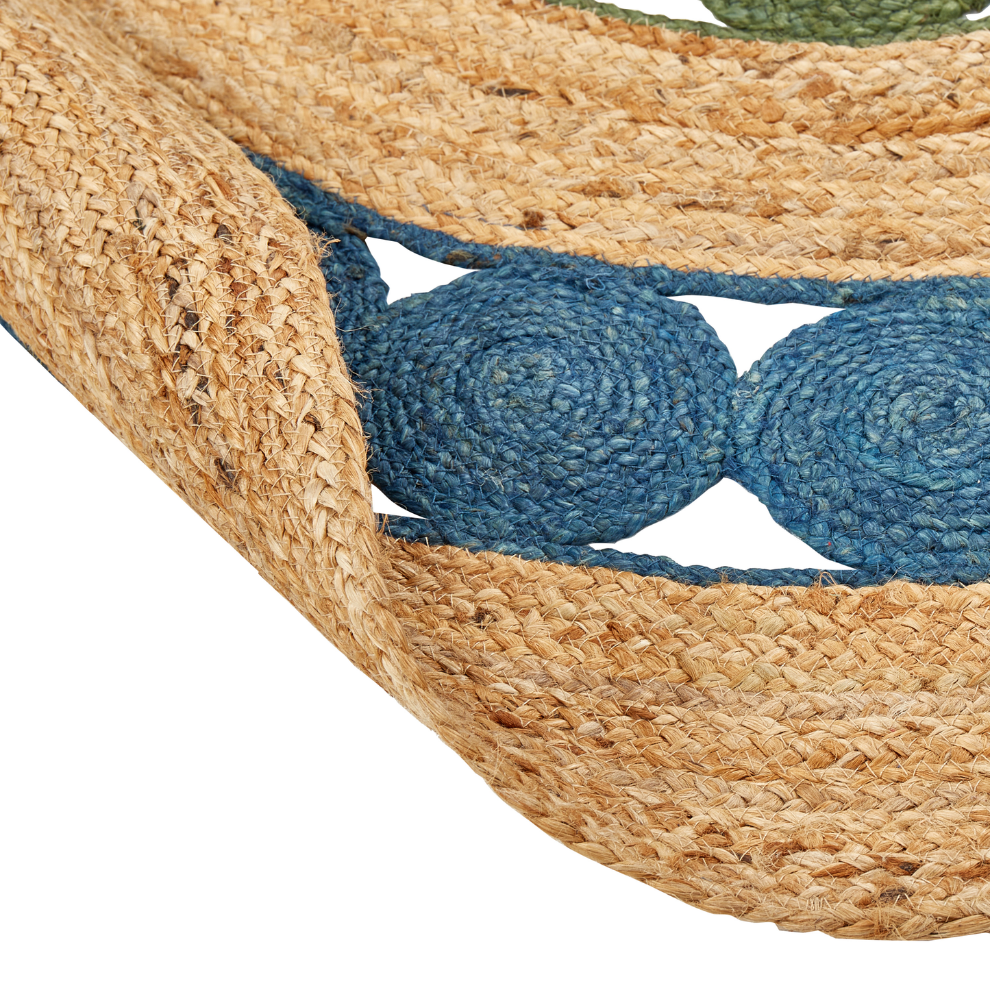 Teppich Jute blau / grün ⌀ 140 cm Kurzflor HOVIT