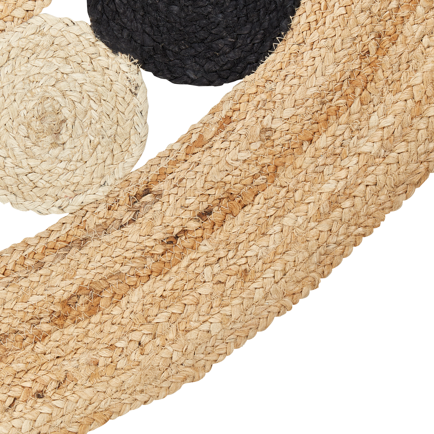 Teppich Jute beige / schwarz ⌀ 140 cm Kurzflor HOVIT