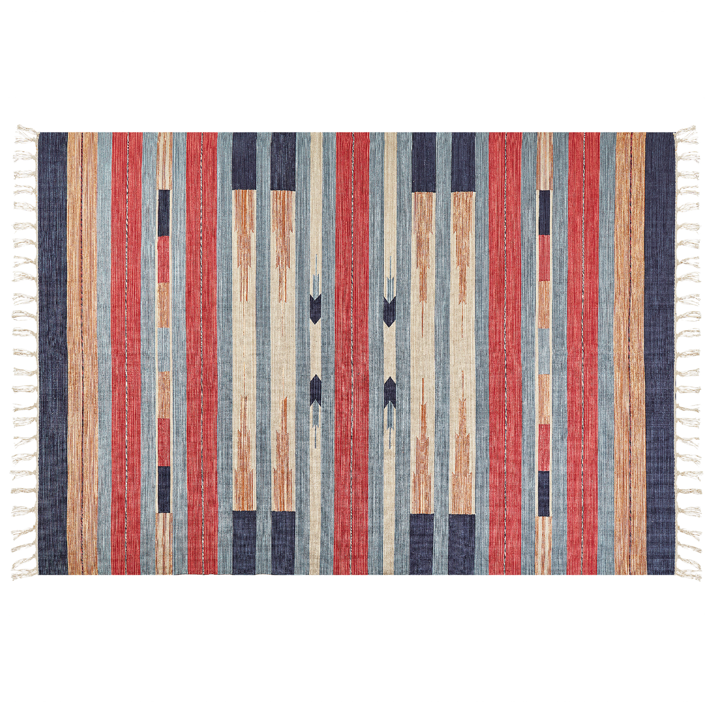 Kelim Teppich Baumwolle mehrfarbig 200 x 300 cm geometrisches Muster Kurzflor GANDZAK