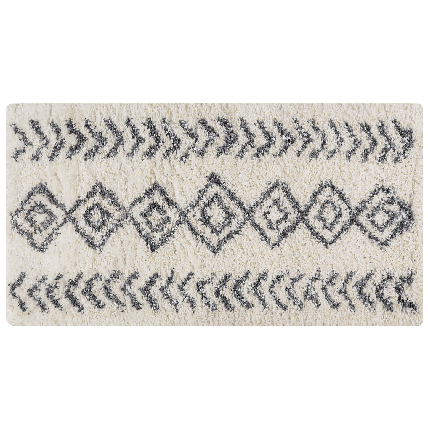 Teppich weiss / grau 80 x 150 cm geometrisches Muster Shaggy AYRUM