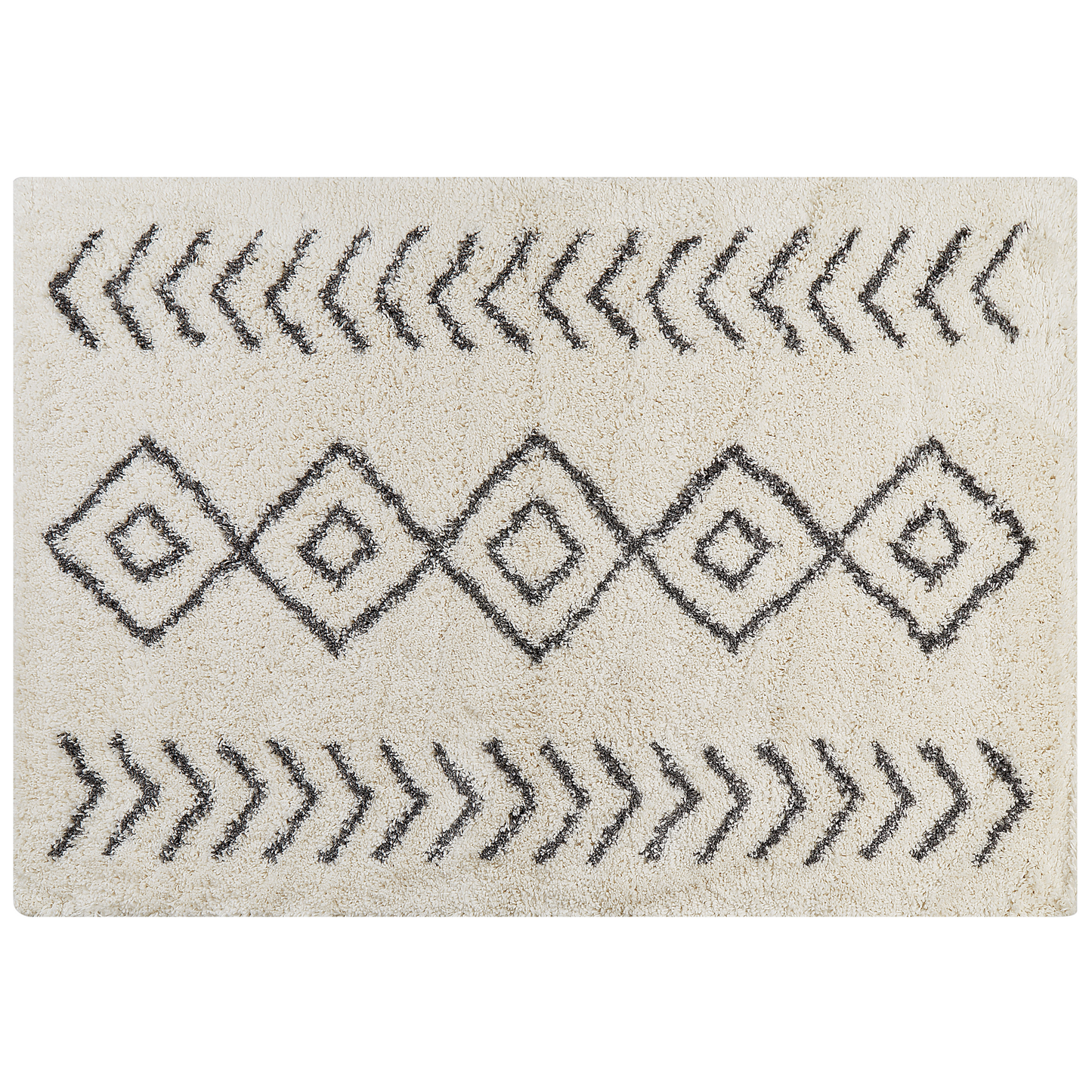 Teppich weiss / grau 160 x 230 cm geometrisches Muster Shaggy AYRUM