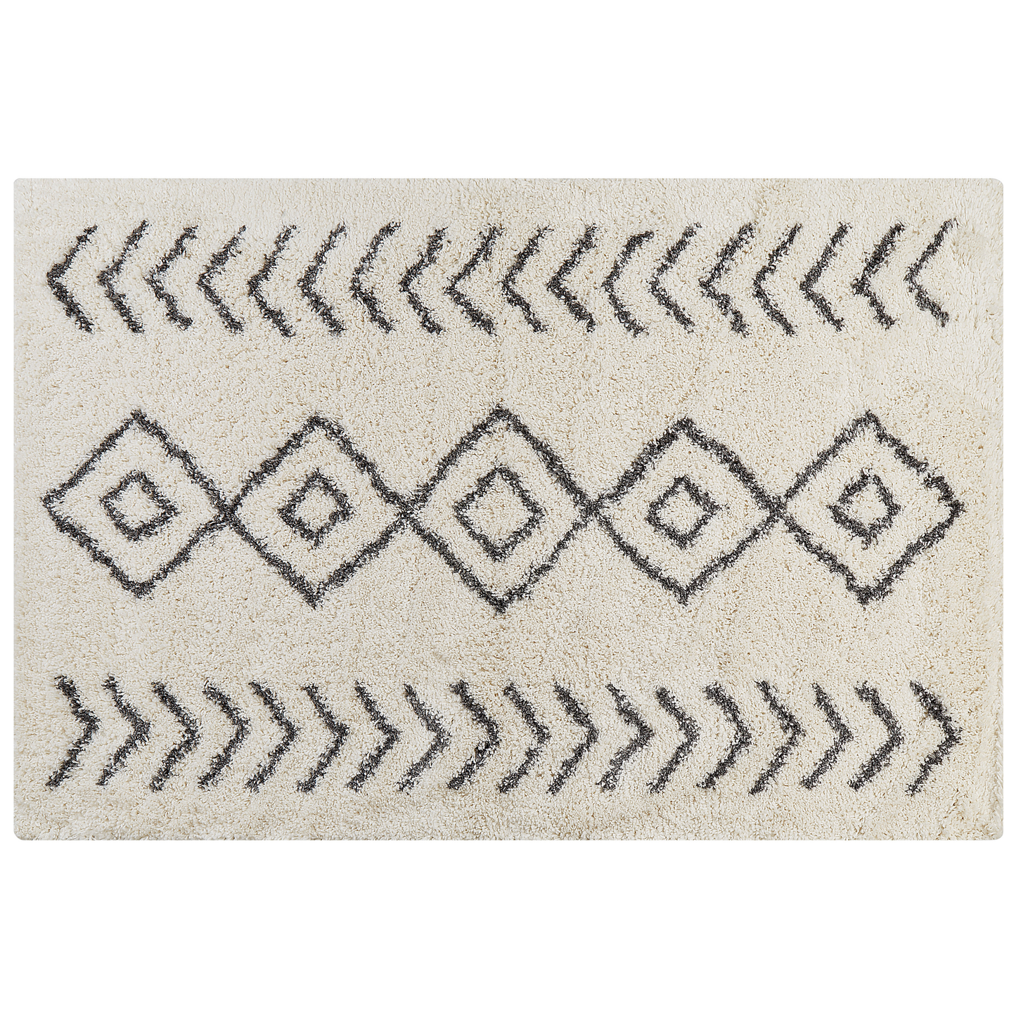 Teppich weiss / grau 200 x 300 cm geometrisches Muster Shaggy AYRUM