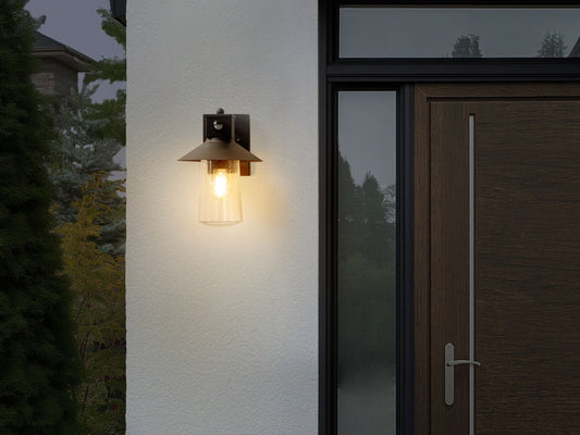 Aussenwandleuchte Metall schwarz mit Bewegungssensor 30 cm GOODIE