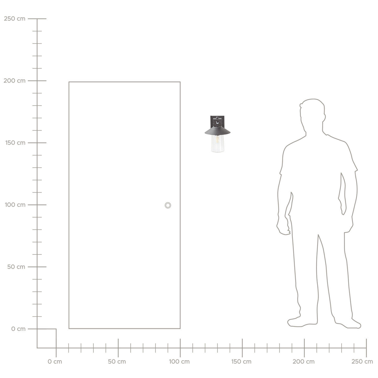 Aussenwandleuchte Metall schwarz mit Bewegungssensor 30 cm GOODIE