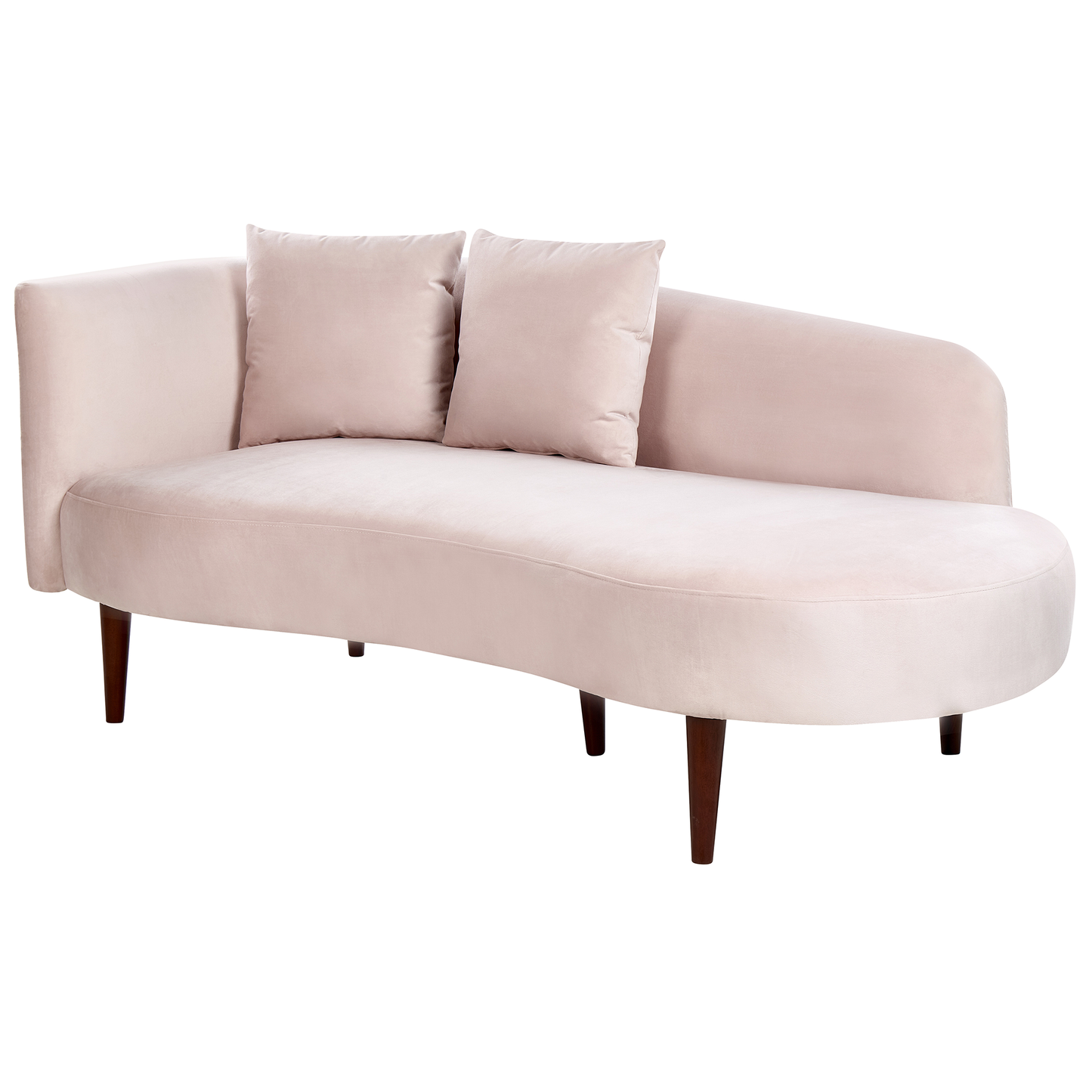 Chaiselongue Samtstoff pastellrosa linksseitig CHAUMONT