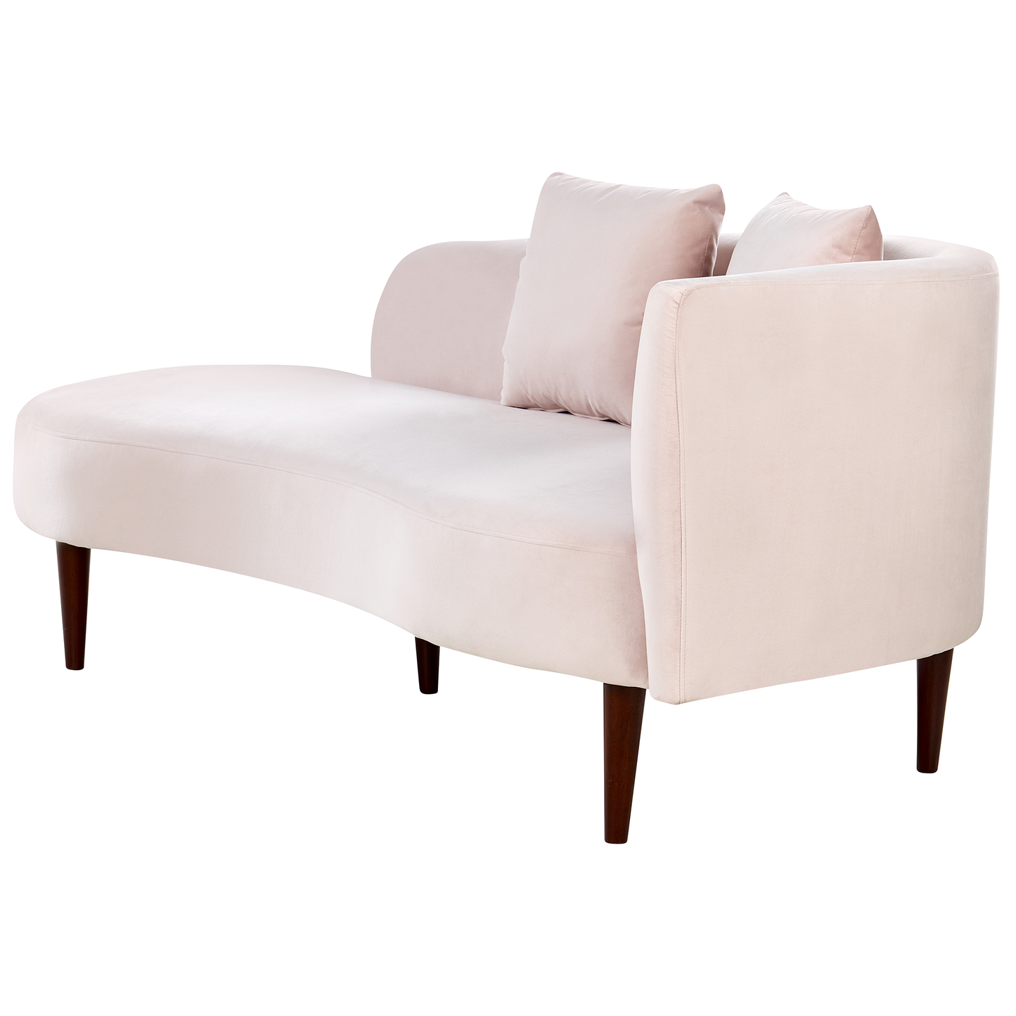 Chaiselongue Samtstoff pastellrosa rechtsseitig CHAUMONT