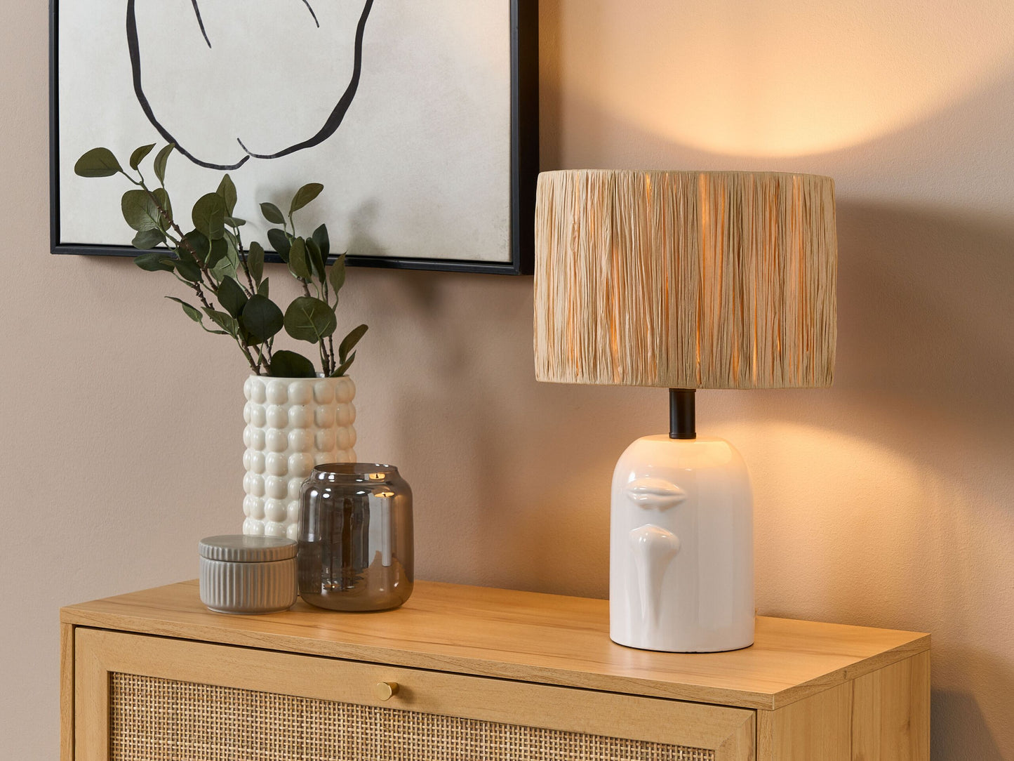 Tischleuchte JUBONES Keramik Naturfarben
