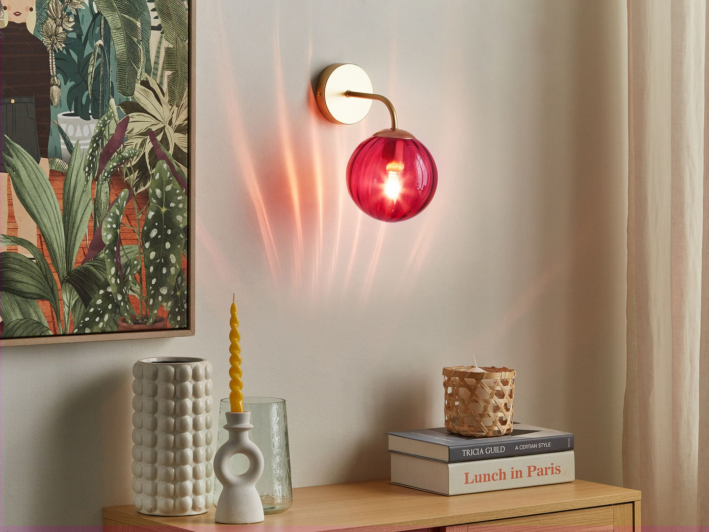 Wandlampe BOOMI Metall Burgunderrot