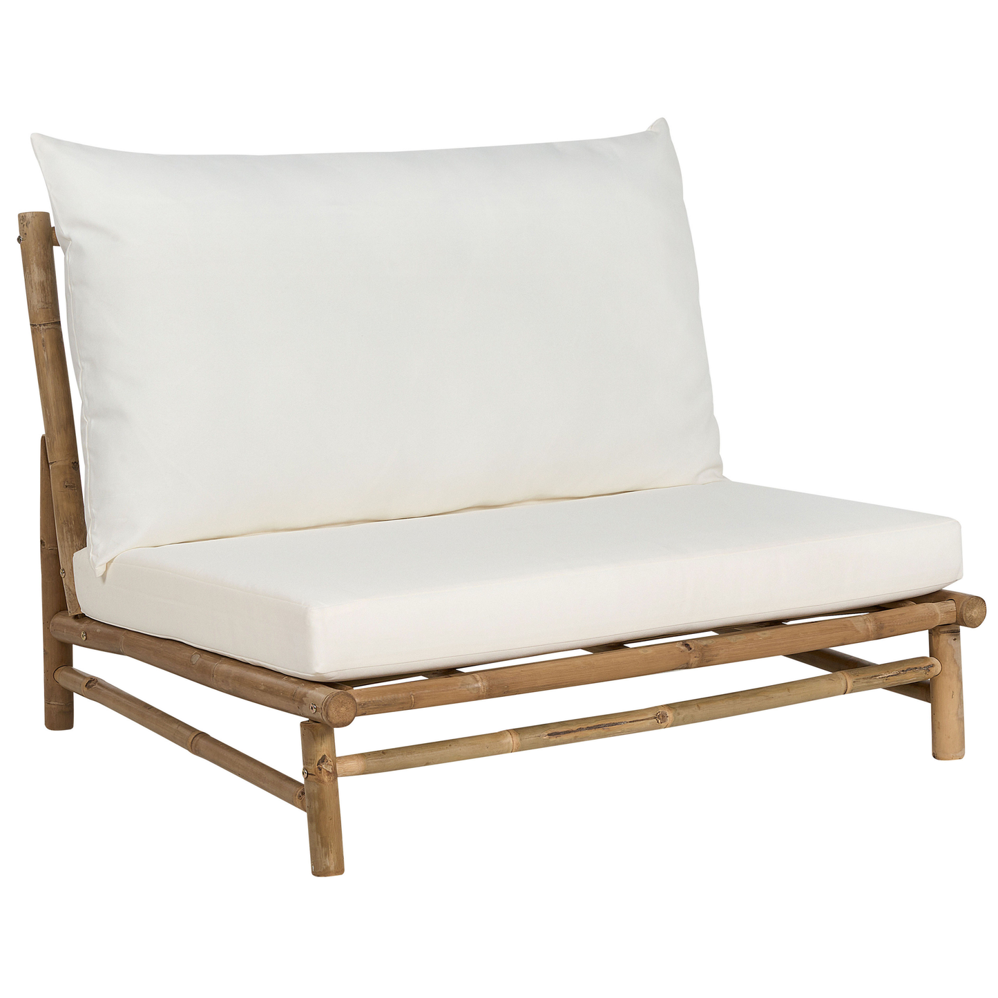 Lounge Set mit Tisch 2-Sitzer TODI Bambusholz Cremeweiss