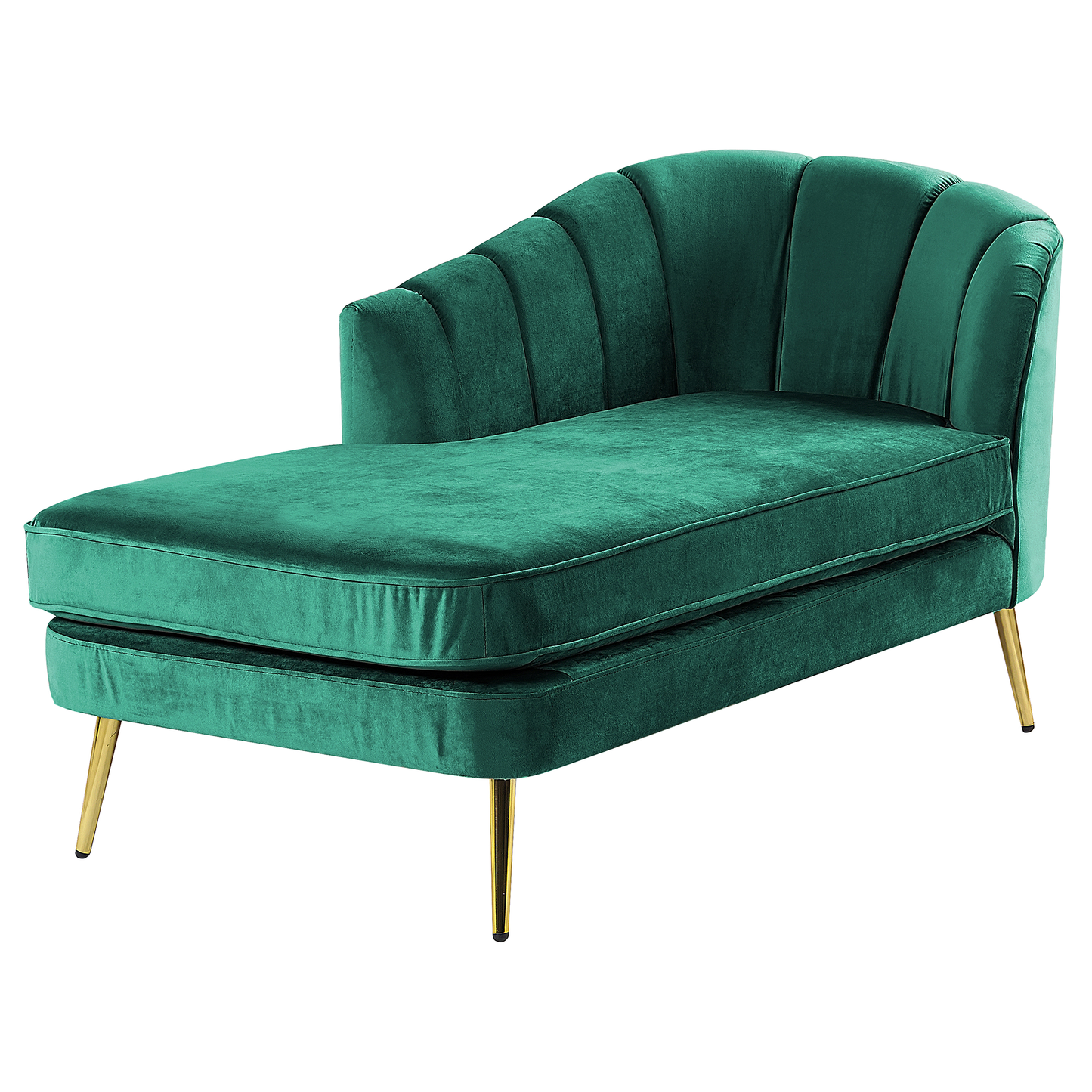 Chaiselongue Samtstoff smaragdgrün rechtsseitig ALLIER