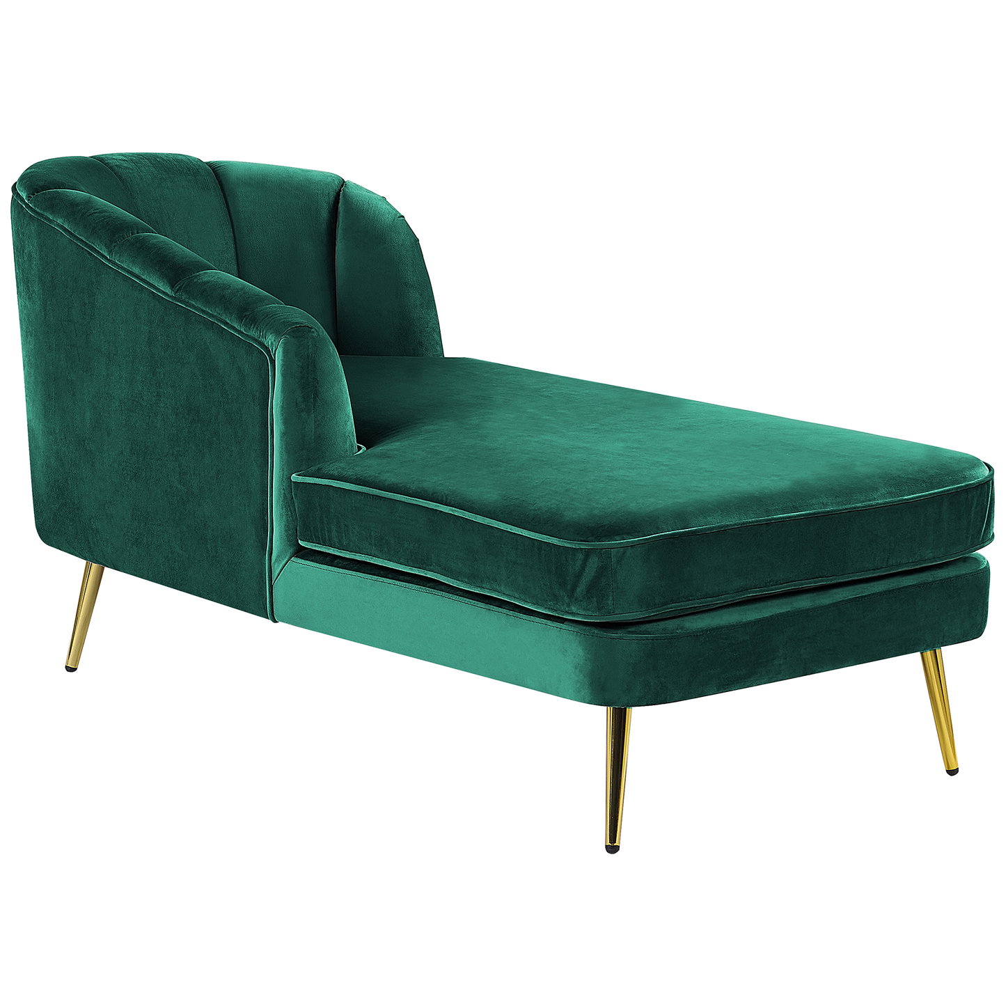 Chaiselongue Samtstoff smaragdgrün rechtsseitig ALLIER