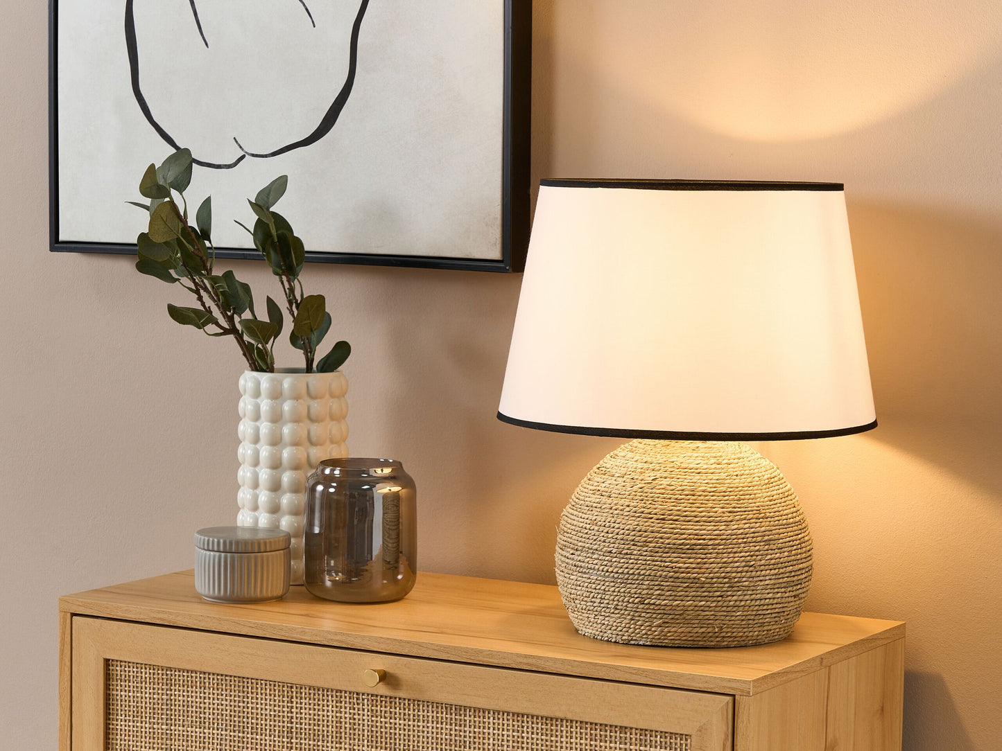 Tischleuchte GROWEE Geflecht Naturfarben