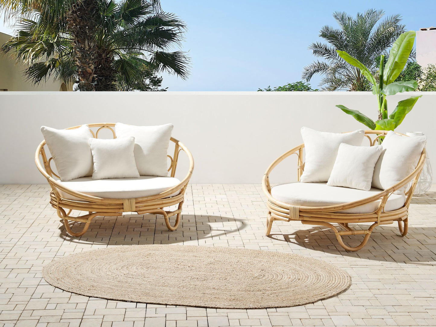 Sonneninsel 2er Set ROSSANO Rattan Naturfarben