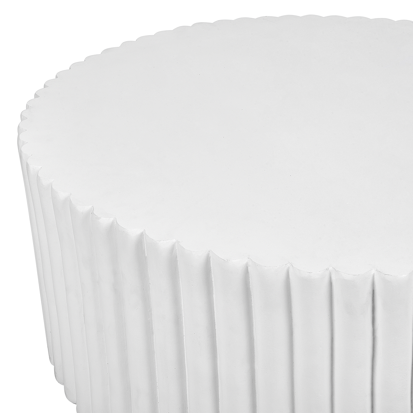 Garten Beistelltisch Beton Lamellen-Optik weiss rund ⌀ 117 cm POZZA